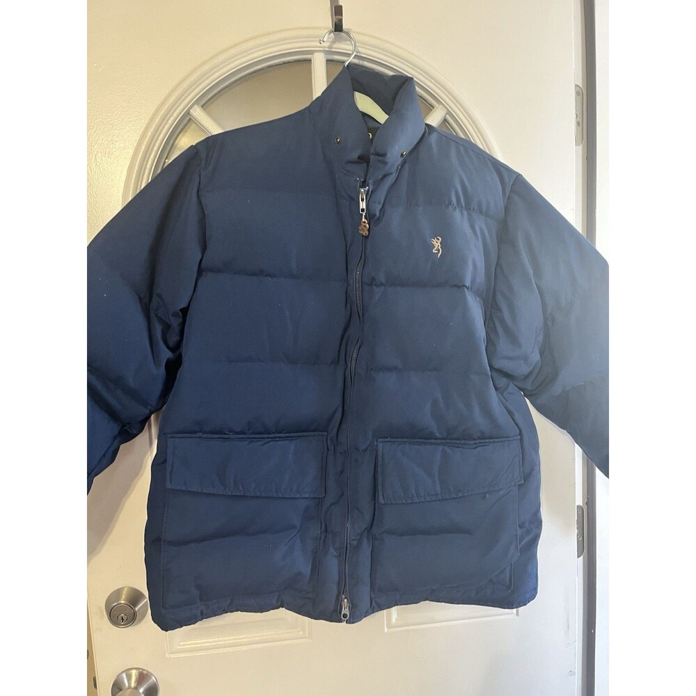 Men's Vintage Large Browning Down Coat Blue Pit To Pit 24 In.